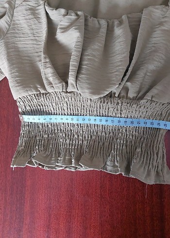 Kadın Haki Keten Fırfırlı Mini Bluz - Görsel 5