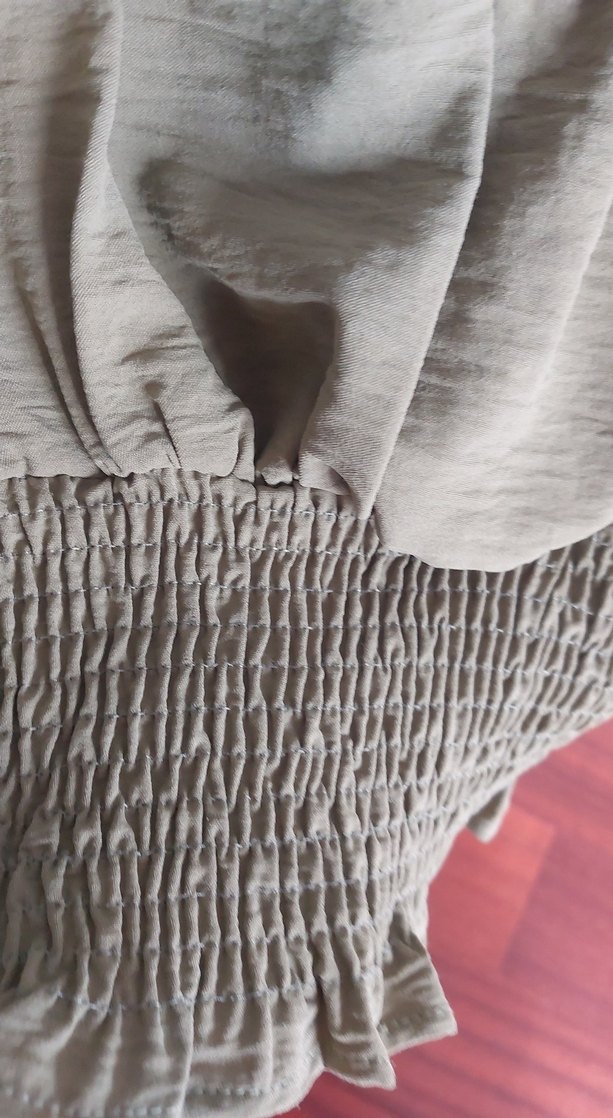 Kadın Haki Keten Fırfırlı Mini Bluz - Görsel 3