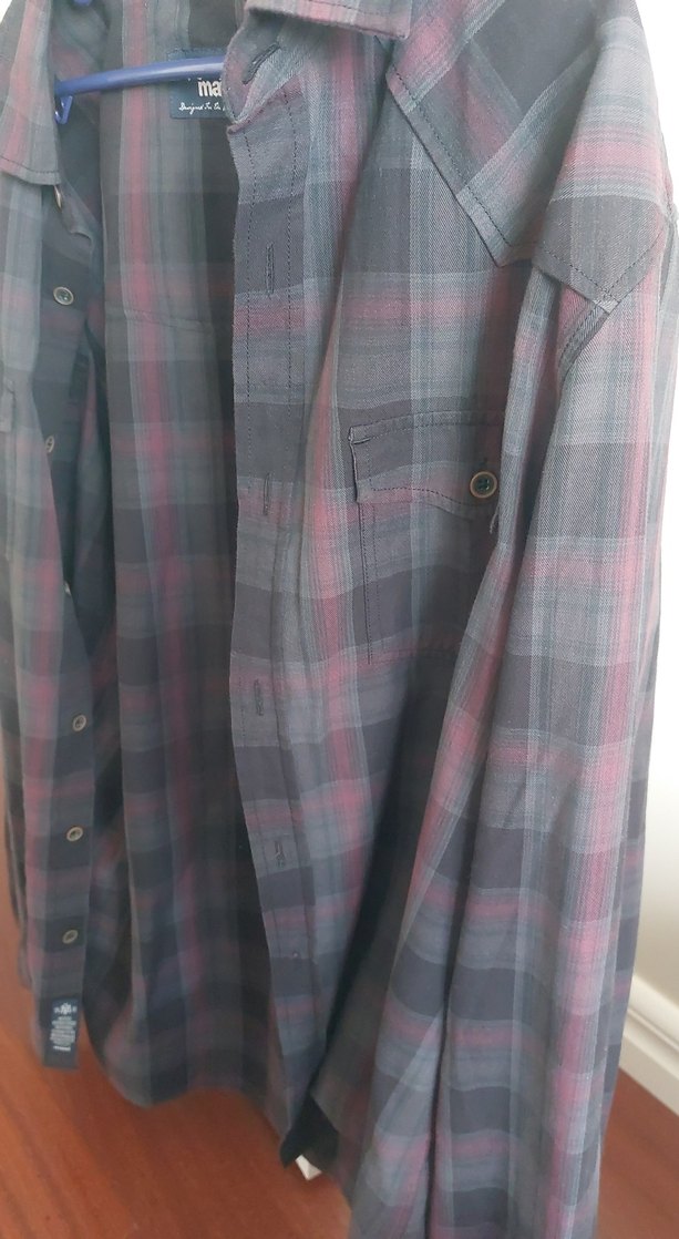 Gri Erkek Düğmeli Uzun Kollu Gömlek - Görsel 4