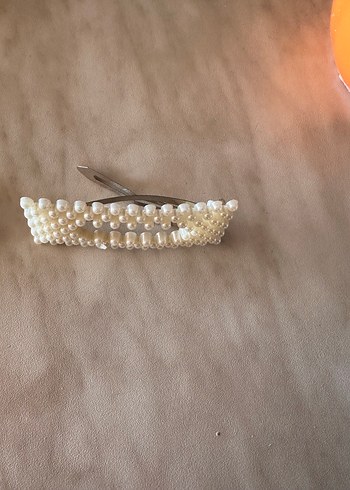 İnci Boncuklu Beyaz Vintage Toka - Görsel 4