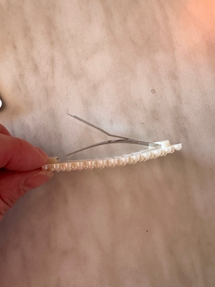 İnci Boncuklu Beyaz Vintage Toka - Görsel 3