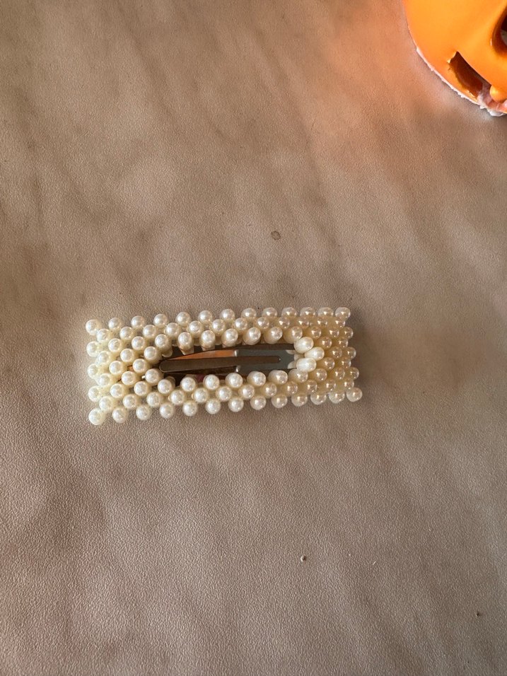 İnci Boncuklu Beyaz Vintage Toka - Görsel 5