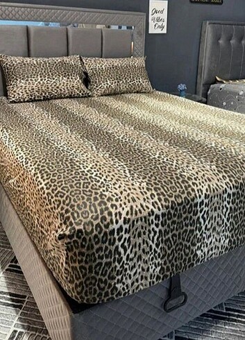 Leopar model lastikli çarşaf seti Battal boy