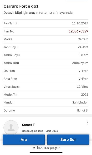 Beden siyah Renk Carraro dağ bisikleti