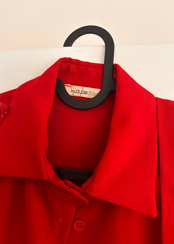 Parlak Kırmızı Düğmeli tunik - Görsel 3