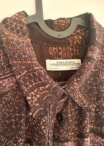 Uzun Kollu Kahverengi Desenli Bohem Elbise - Görsel 2