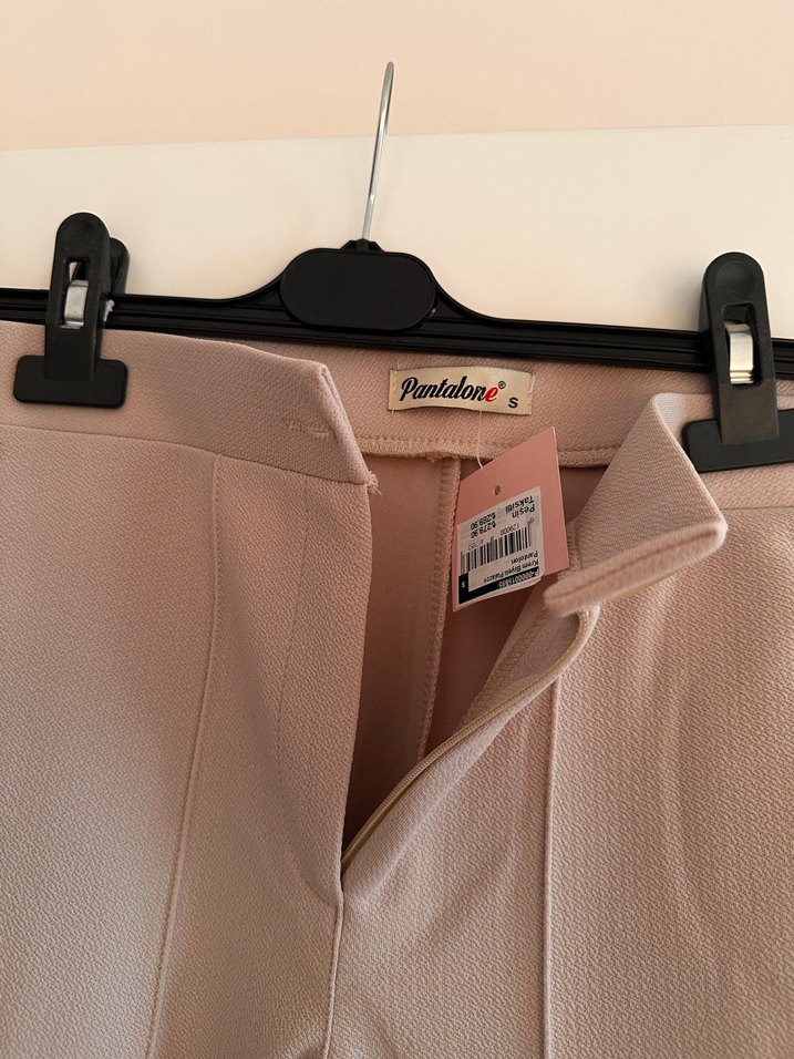 Kadın Bej Pileli Uzun Kumaş Pantolon - Görsel 2