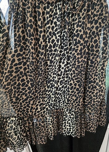 38 Beden Leopar model şifon elbise