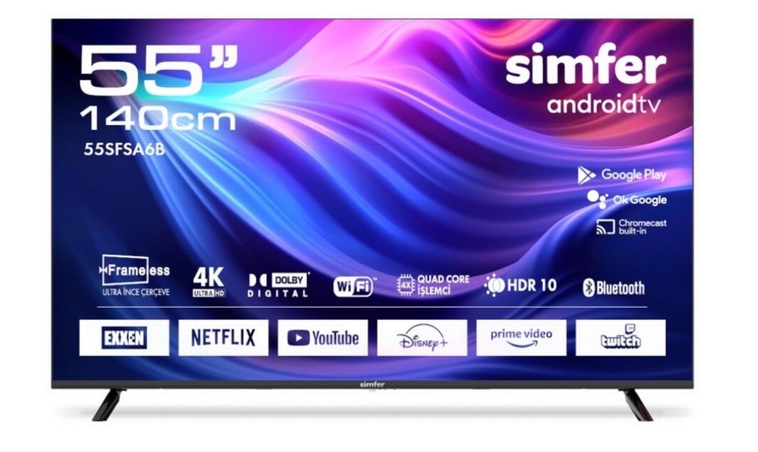 Simfer 55SFSA6B 4K Ultra HD 55" 140 Ekran Android TV - Görsel 2
