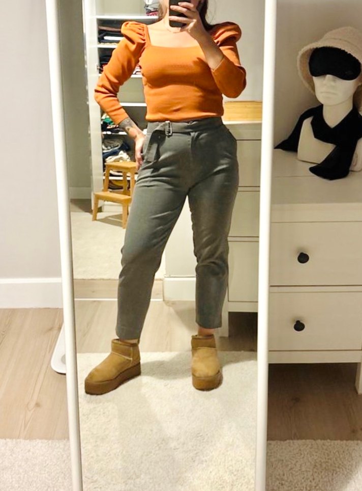 Gri Deri Kemerli Kadın Pantolon - Görsel 2