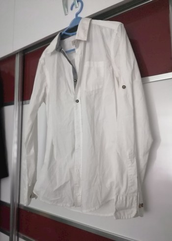 Düğmeli Erkek Beyaz Sokak Stili Gömlek - Görsel 9