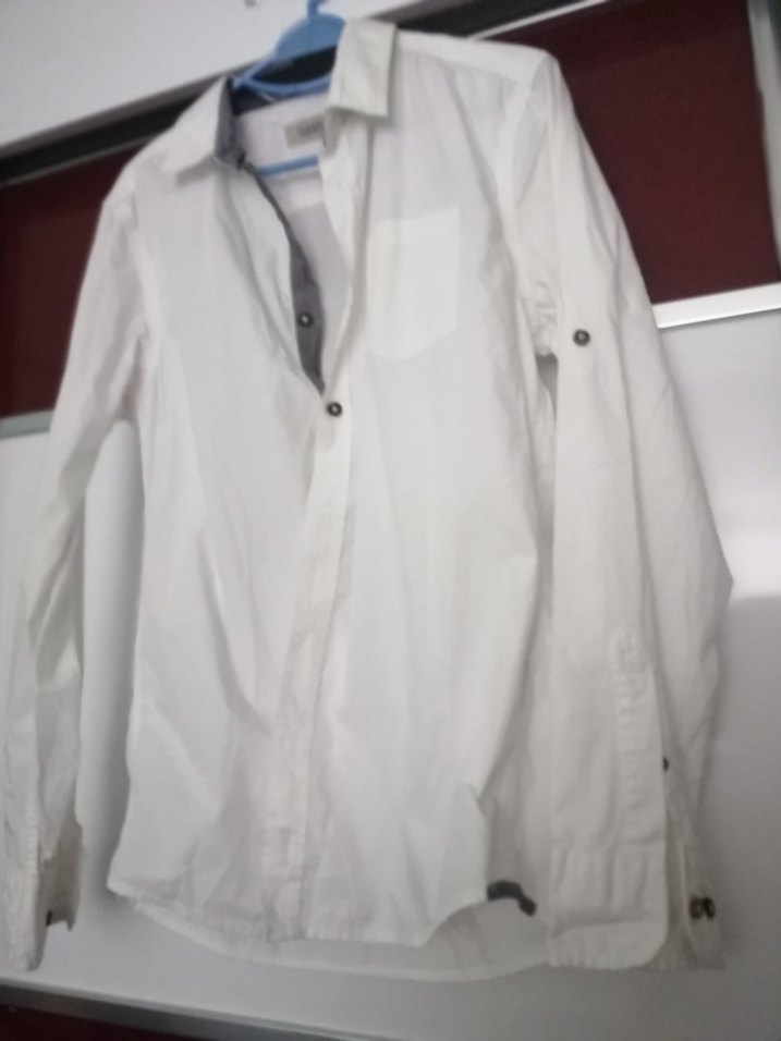 Düğmeli Erkek Beyaz Sokak Stili Gömlek - Görsel 4