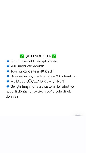 Diğer IŞIKLI SCOOTER