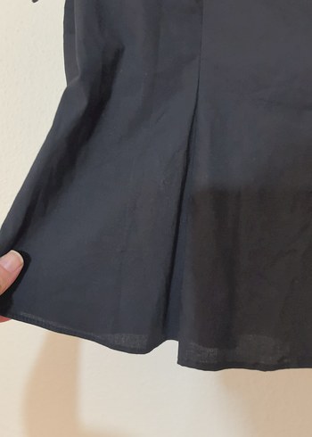 l Beden siyah Renk Düğmeli Siyah Gotik V Yaka Bluz