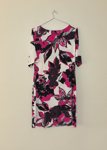 Pembe Batik Desenli midi elbise - Görsel 4