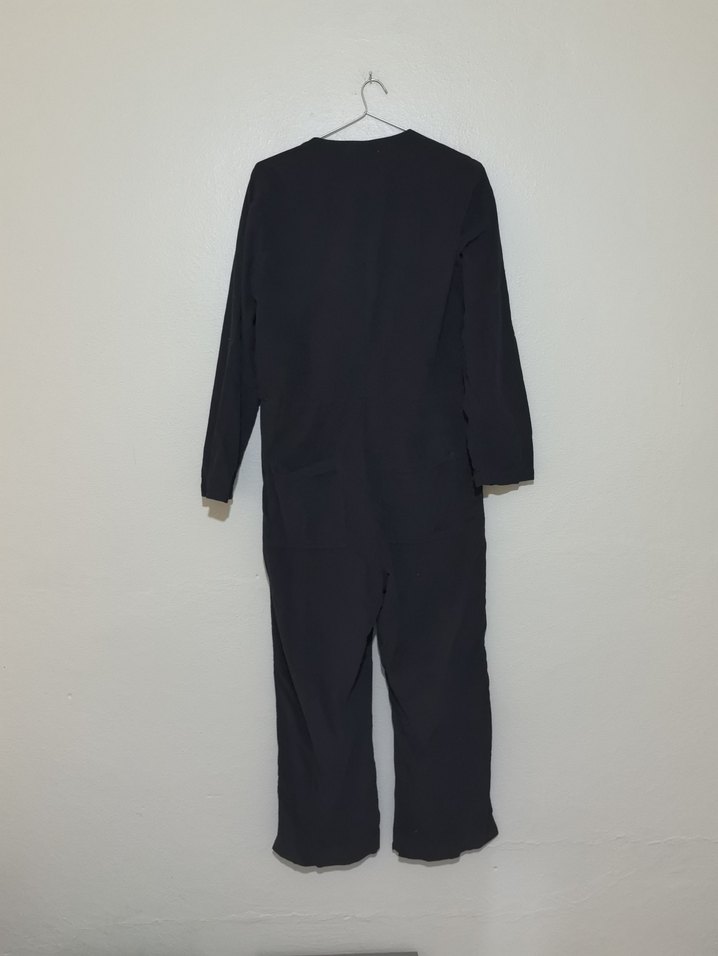 Kadın Siyah Uzun Kollu Kadife Tulum - Görsel 4