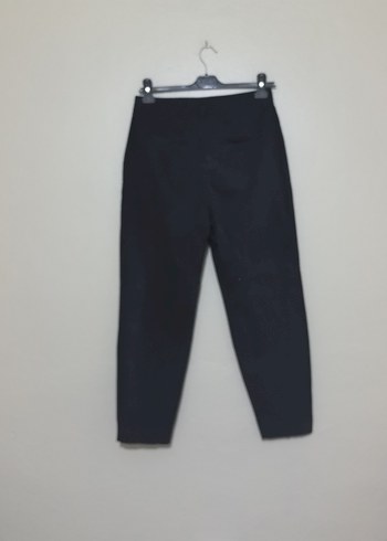 Siyah Kadın kanvas Pantolon Midi Boy - Görsel 3