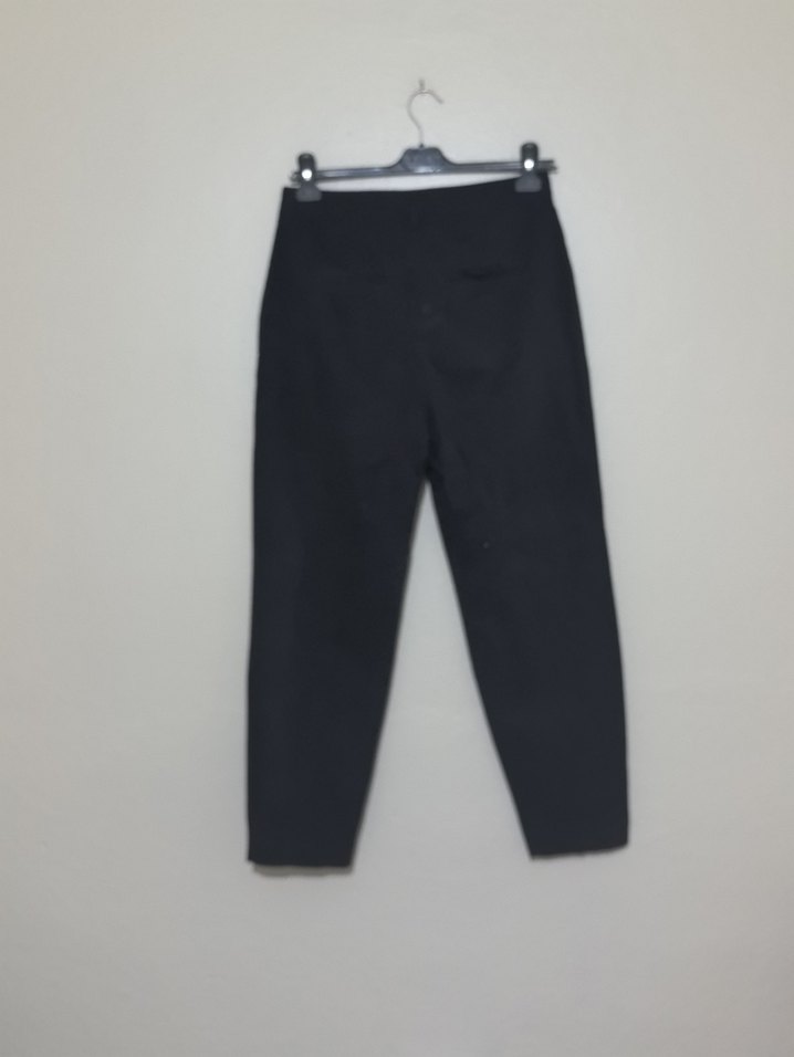 Siyah Kadın kanvas Pantolon Midi Boy - Görsel 3