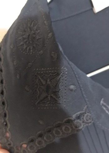 Düğmeli Siyah ipek Uzun Kollu Gömlek - Görsel 3