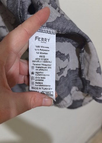 Gri Batik Desenli Kadın Gömlek - Görsel 4