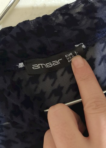 Mavi Uzun Kollu transparan Boğazlı Bluz - Görsel 2