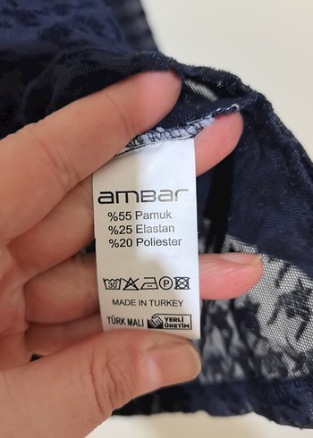 Mavi Uzun Kollu transparan Boğazlı Bluz - Görsel 3