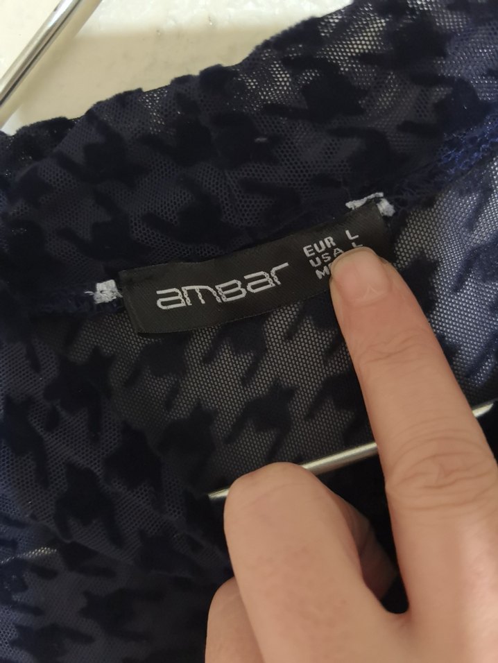 Mavi Uzun Kollu transparan Boğazlı Bluz - Görsel 2