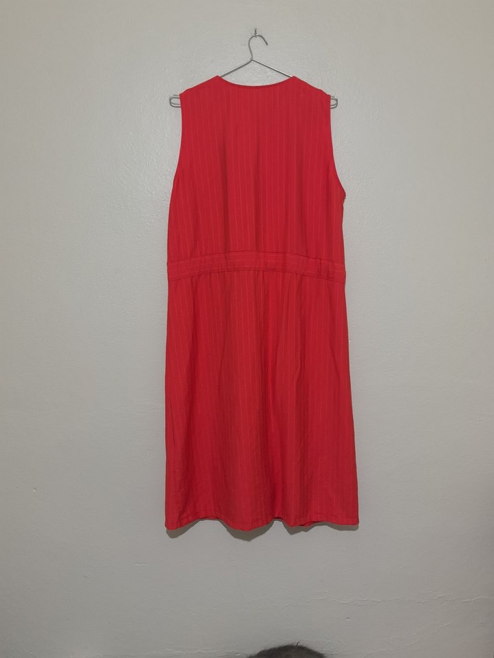 Kırmızı Kolsuz Midi Elbise - Görsel 4