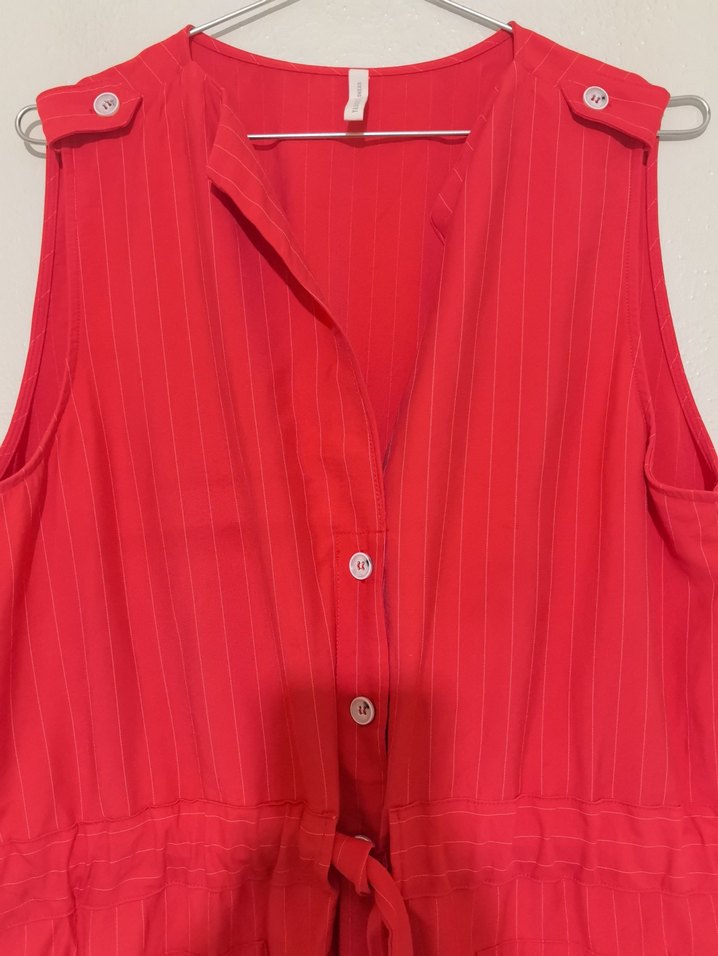 Kırmızı Kolsuz Midi Elbise - Görsel 2