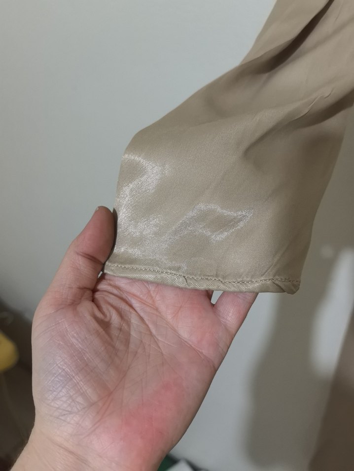 Bej Drapeli Uzun ipek Elbise - Görsel 5