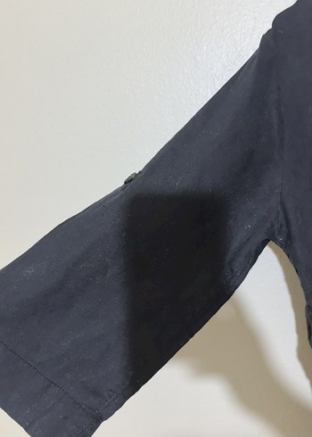 Siyah Keten Rahat Kesim Kadın elbise - Görsel 2