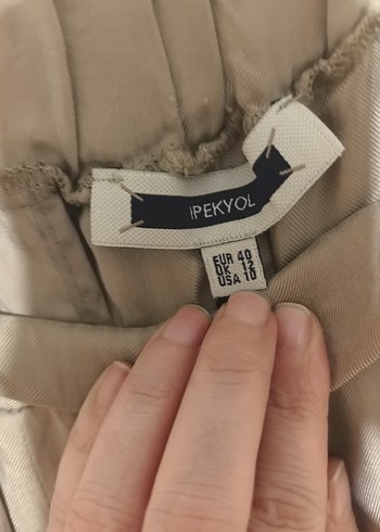 Bej Kadın ipek Pantolon - Görsel 3