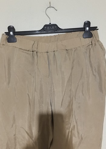 Bej Kadın ipek Pantolon - Görsel 2