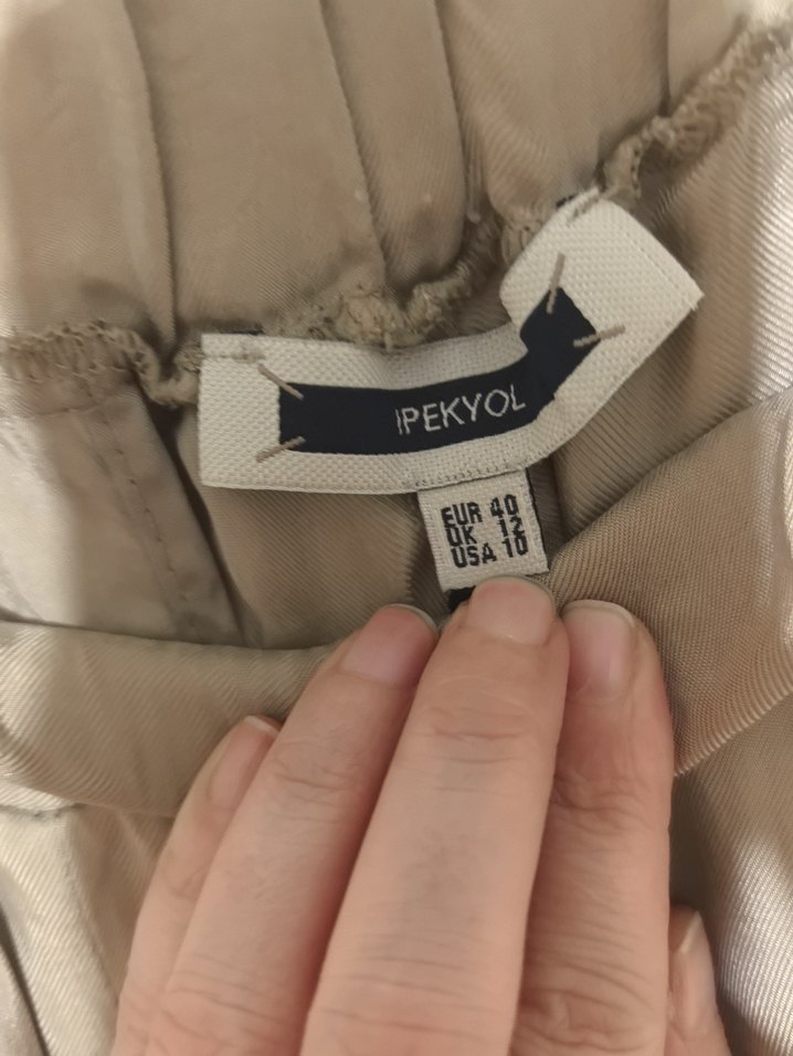 Bej Kadın ipek Pantolon - Görsel 3