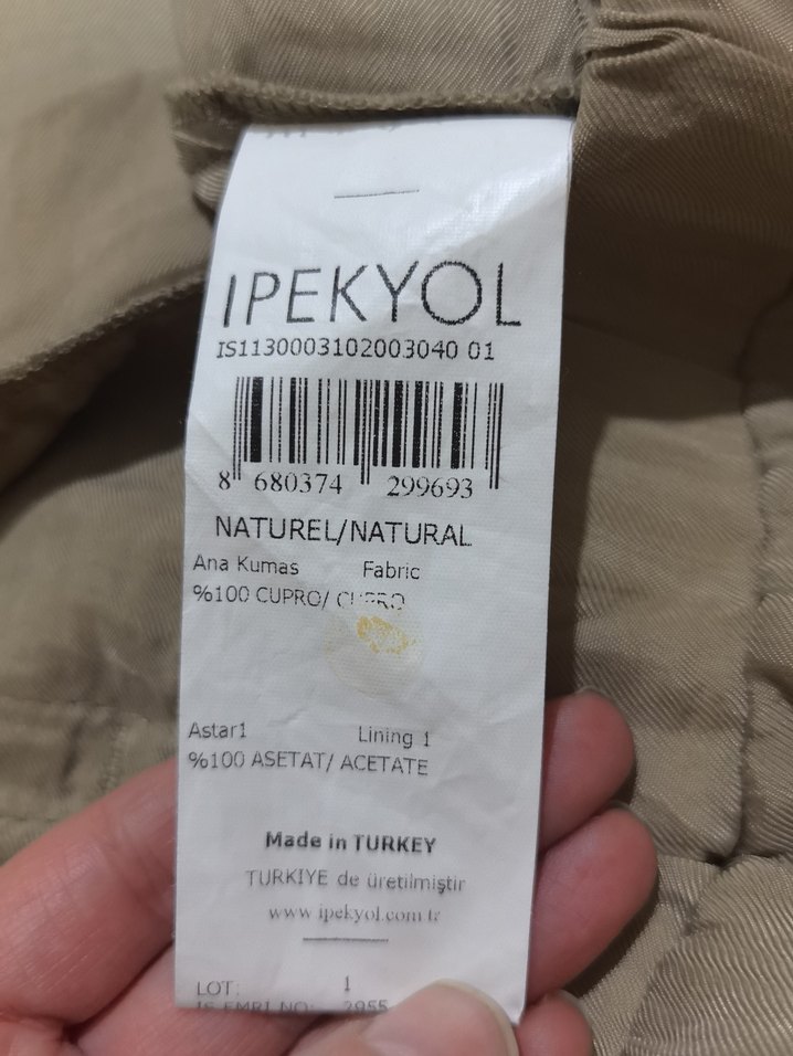 Bej Kadın ipek Pantolon - Görsel 5