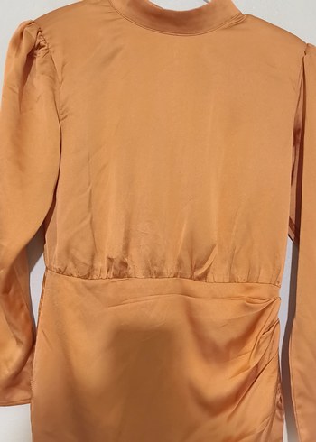 Drapeli Uzun Kollu Midi Elbise - Görsel 2