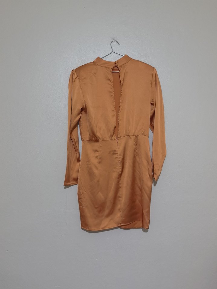 Drapeli Uzun Kollu Midi Elbise - Görsel 4