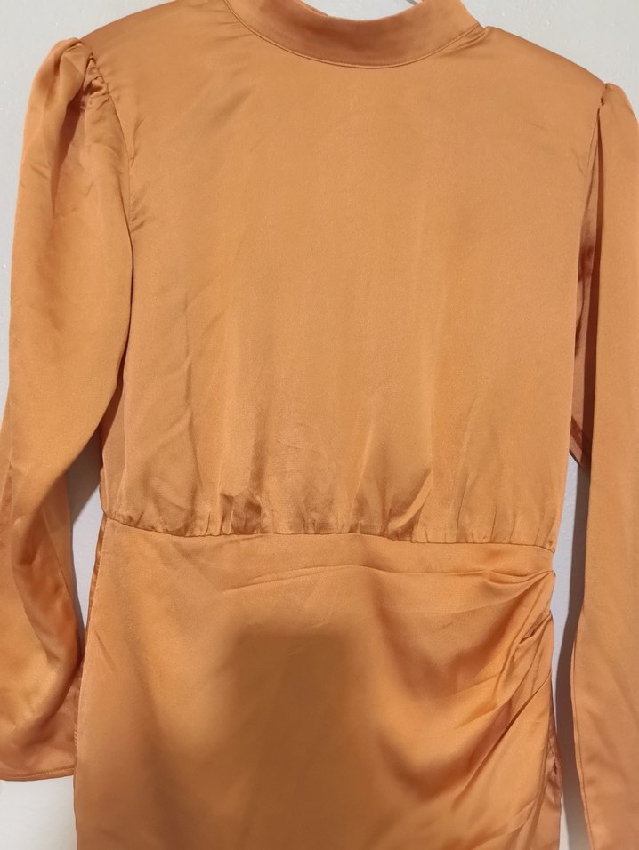 Drapeli Uzun Kollu Midi Elbise - Görsel 2