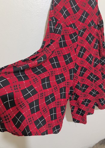 Kırmızı Bağlama Desenli salopet - Görsel 2