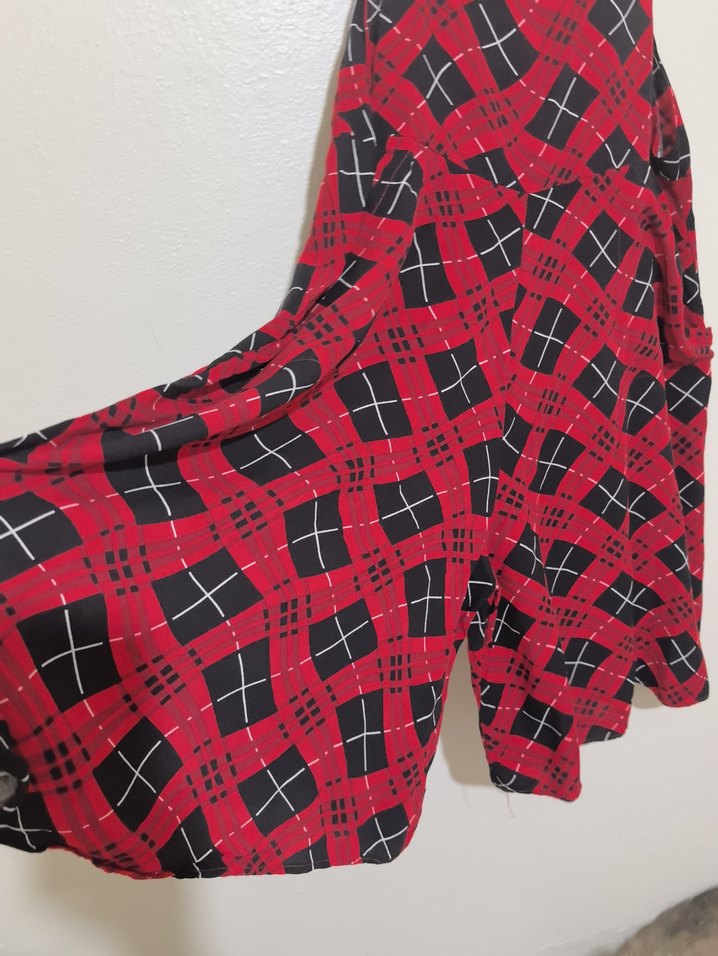 Kırmızı Bağlama Desenli salopet - Görsel 2