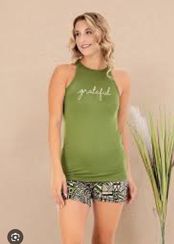 Diger Yeşil Mini Askılı Pijama Takımı