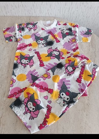 Kız Çocuk Çok Renkli Baskılı Kısa Kollu Pijama Takımı