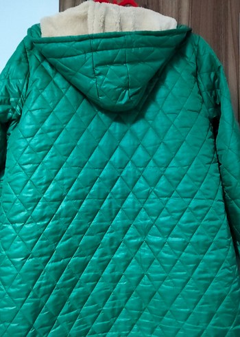 xl Beden Yeşil Kapüşonlu Kadın Mont