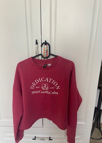 Pembe Baskılı Pamuklu Kadın Sweatshirt