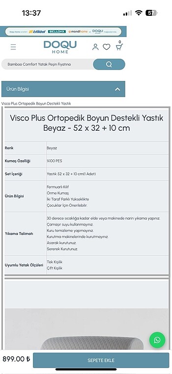 Beden Ortopedik boyun destekli yastık
