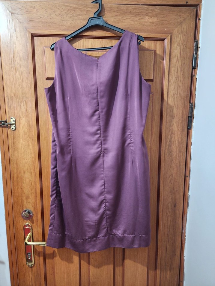 Parlak Mor Midi Fırfırlı Kadın Elbise - Görsel 2