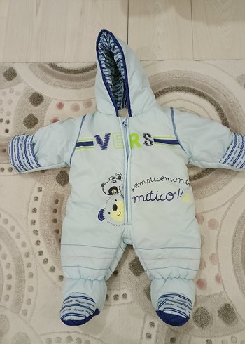 Mavi Nakışlı Örgü Bebek Tulumu - Görsel 11