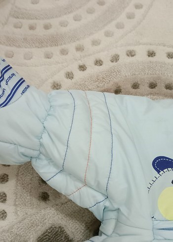 Mavi Nakışlı Örgü Bebek Tulumu - Görsel 12