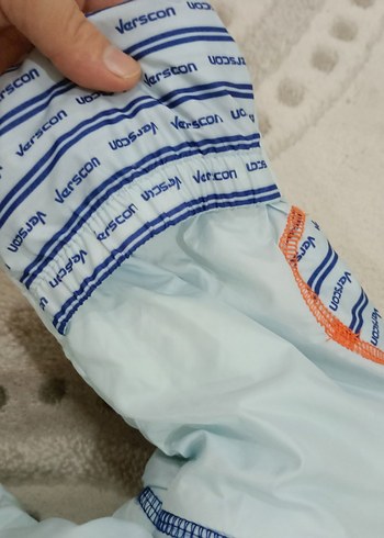 Mavi Nakışlı Örgü Bebek Tulumu - Görsel 8