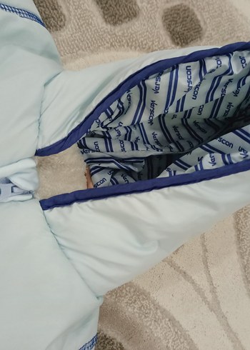 Mavi Nakışlı Örgü Bebek Tulumu - Görsel 9